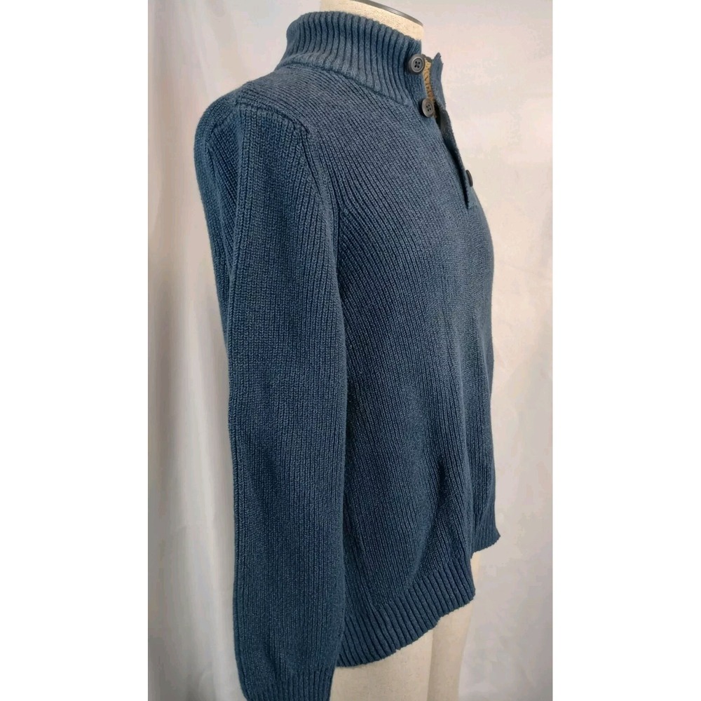 GH Bass & Co. Men's Pullover Sweater Size XL Blue 1/4 Button Up Heavy Warm - Picture 8 of 12